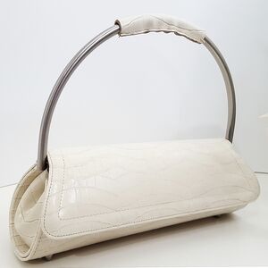 Vintage Principles🔥Ivory Barrel Cylindrical Croc Bag| Staud Handle Handbag